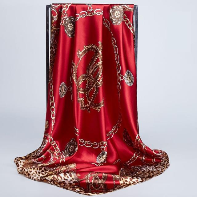 90 * 90 cm quadratischer Seidenschal für Damen, Schals, Halstuch, Designer-Druck, Chiffon, Hijab-Schal, Foulard, Damenhalstücher, weiches großes Bandana von Joom DACH