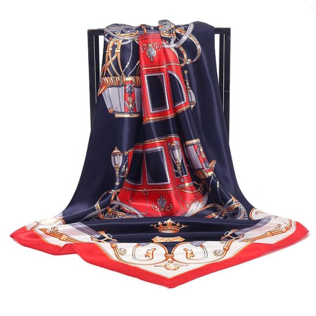 90 * 90 cm quadratischer Seidenschal für Damen, Schals, Halstuch, Designer-Druck, Chiffon, Hijab-Schal, Foulard, Damenhalstücher, weiches großes Bandana von Joom DACH