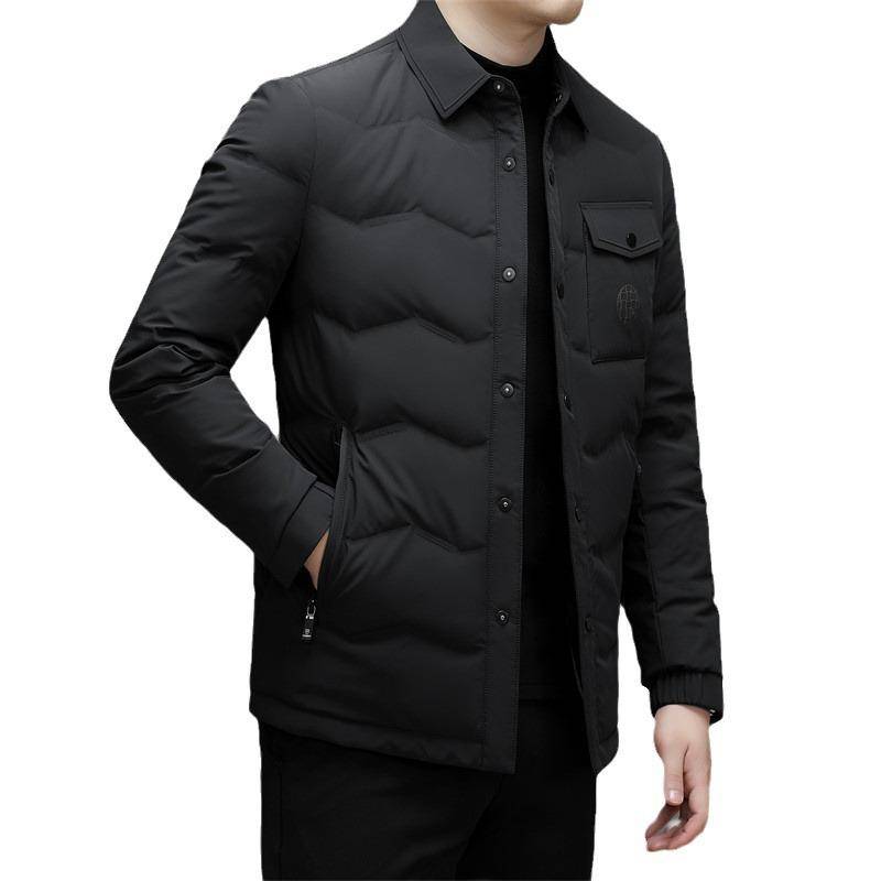 90 Samtweiße Gänsedaunenjacke für Herren, jung und mittelalt, dünnes Revers, schmal geschnitten, luxuriös, lässig, warme Winterjacke 4XL von Joom DACH