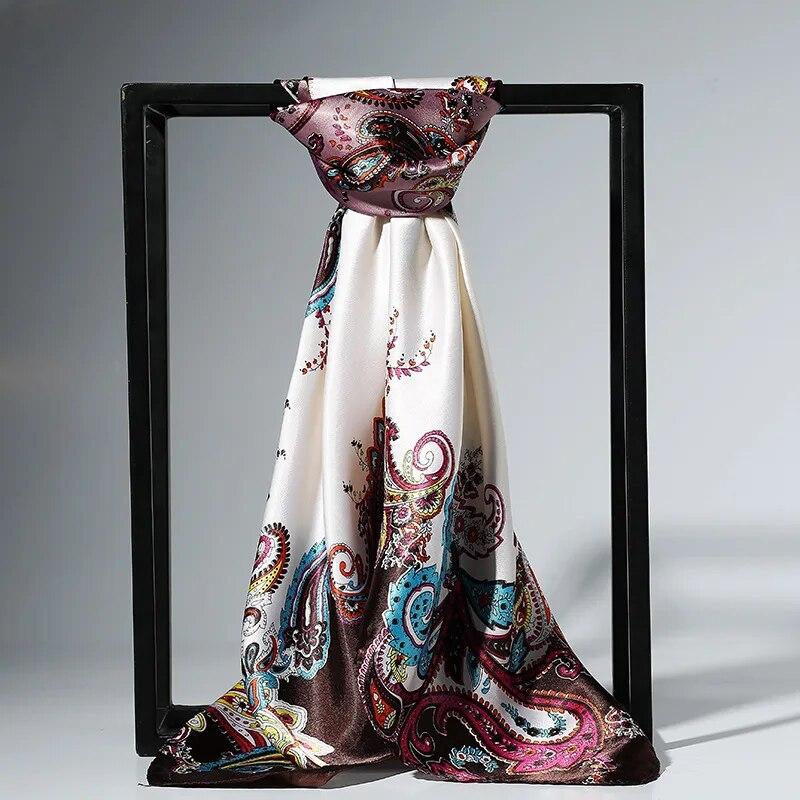 90 x 90 cm modischer Seidensatin-Schal für Damen, Stirnband, quadratische Tücher und Halstücher 90x90cm braun von Joom DACH