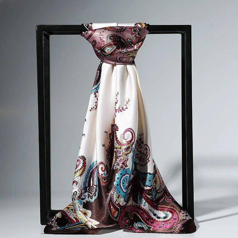 90 x 90 cm modischer Seidensatin-Schal für Damen, Stirnband, quadratische Tücher und Halstücher 90x90cm braun von Joom DACH