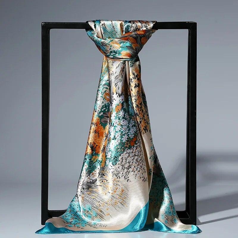 90 x 90 cm modischer Seidensatin-Schal für Damen, Stirnband, quadratische Tücher und Halstücher 90x90cm französisches blau von Joom DACH