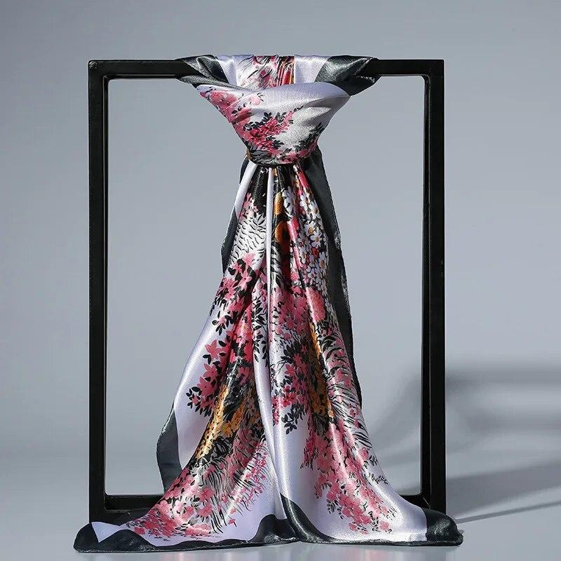 90 x 90 cm modischer Seidensatin-Schal für Damen, Stirnband, quadratische Tücher und Halstücher 90x90cm grau von Joom DACH