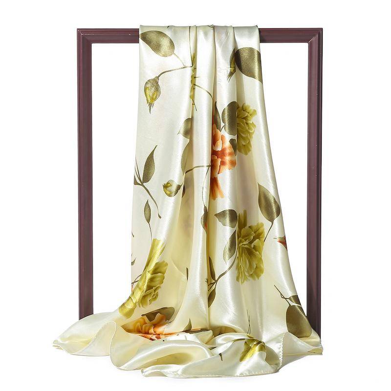 90 x 90 cm modischer Seidensatin-Schal für Damen, Stirnband, quadratische Tücher und Halstücher 90x90cm hellgelb von Joom DACH