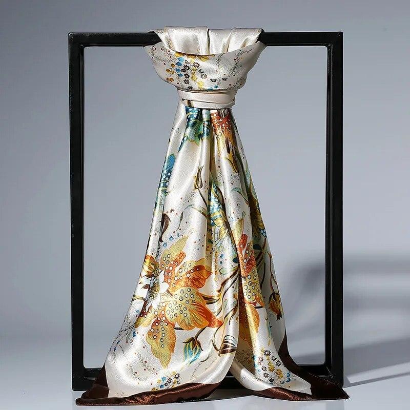 90 x 90 cm modischer Seidensatin-Schal für Damen, Stirnband, quadratische Tücher und Halstücher 90x90cm kaffeebraun von Joom DACH