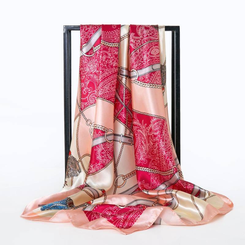 90 x 90 cm modischer Seidensatin-Schal für Damen, Stirnband, quadratische Tücher und Halstücher 90x90cm koralle rot von Joom DACH