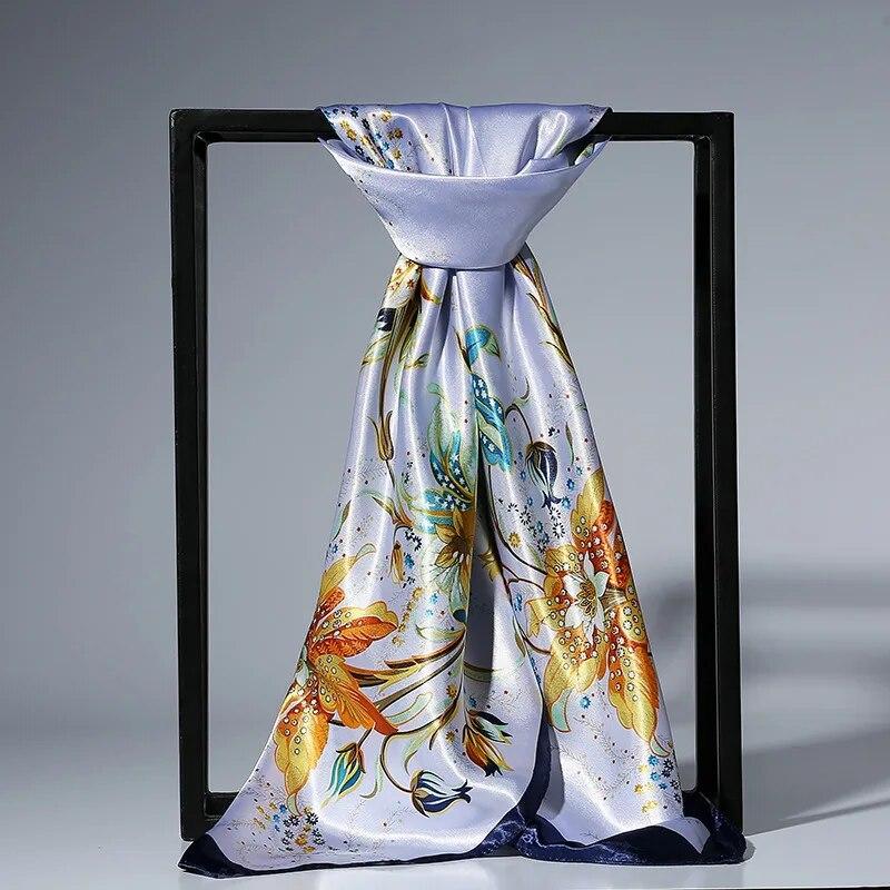 90 x 90 cm modischer Seidensatin-Schal für Damen, Stirnband, quadratische Tücher und Halstücher 90x90cm navy blau von Joom DACH