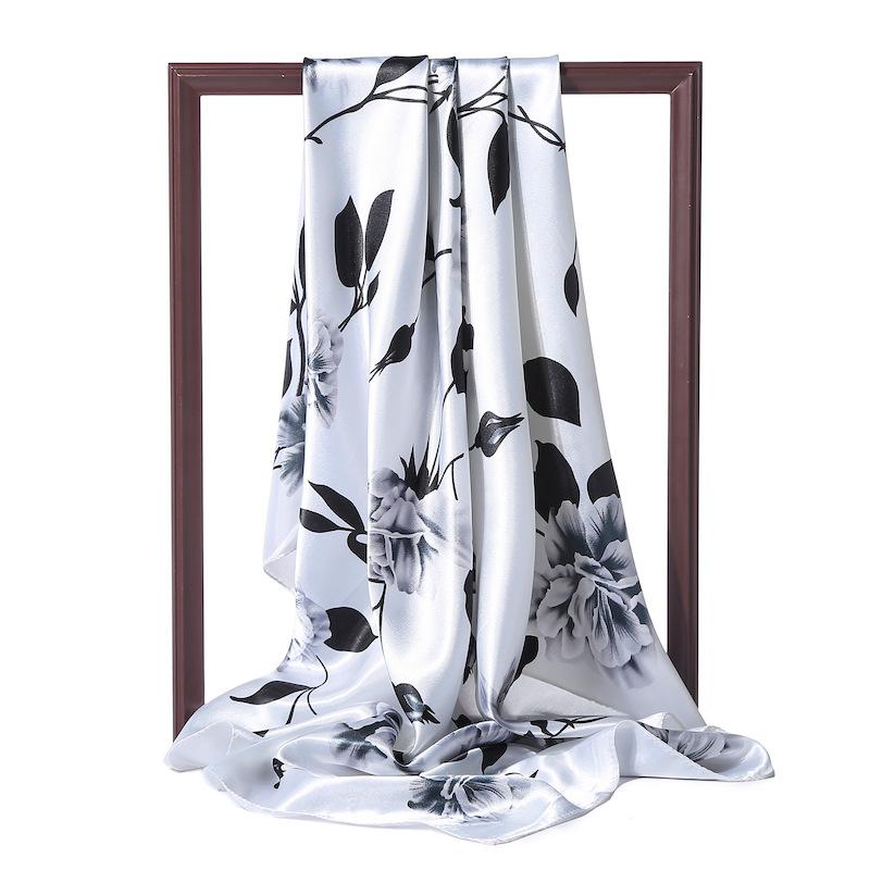 90 x 90 cm modischer Seidensatin-Schal für Damen, Stirnband, quadratische Tücher und Halstücher 90x90cm weiß von Joom DACH