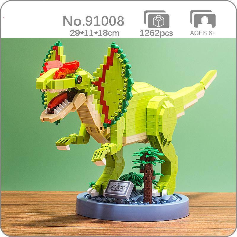 91008 Jurazeit Dilophosaurus Dinosaurier Monster Tier DIY Mini Diamant Blöcke Ziegel Gebäude Spielzeug für Kinder keine Box von Joom DACH