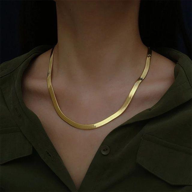 925 Silber 18k Gold 4mm Kette Halskette für Frauen Luxus Schmuck Hochzeitsgeschenk Choker Schlüsselbein Geschenk 45cm 18inches gold von Joom DACH