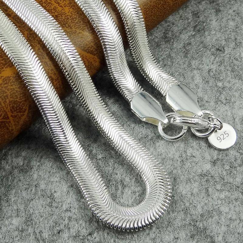 925 Silber 6mm Schlangenkette Halskette für Männer Frauen Silber Halsketten Modeschmuck 60cm von Joom DACH