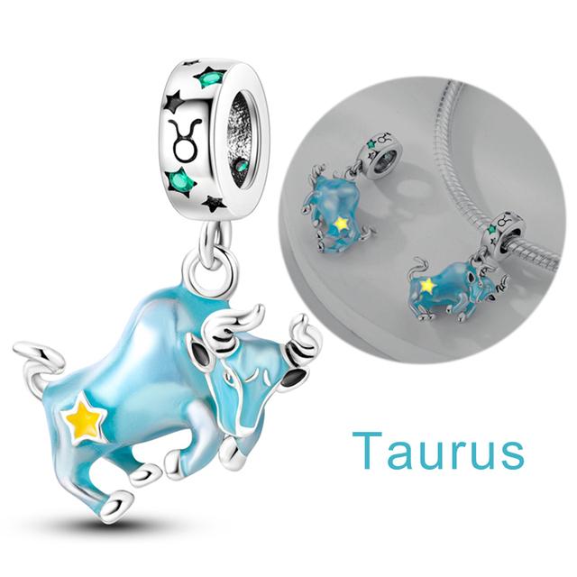 925 Silber Anhänger 12 Sternzeichen Konstellation Charms passen Mode-Stil Armband Halskette Frauen Schmuck Geburtstagsgeschenke von Joom DACH