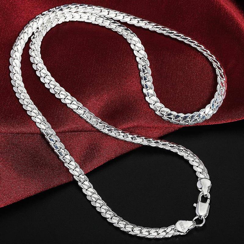 925 Sterling Silber 6mm volle seitliche Halskette 18/20/22/24 Zoll Kette für Frau Männer Mode Hochzeit Verlobungsschmuck 50cm silber von Joom DACH