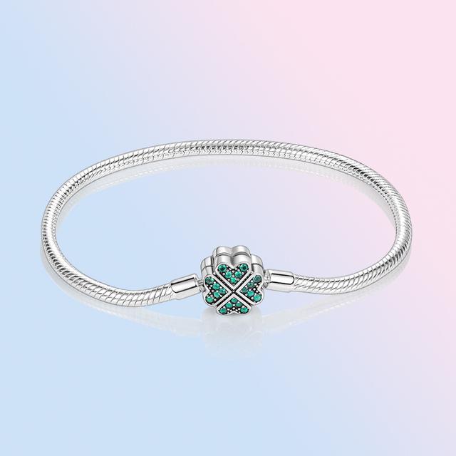 925 Sterling Silber Armband Femme Herz Schlange Kette Armband Für Frauen Fit Temperament Charme Perlen Schmuck Geschenk 17cm von Joom DACH