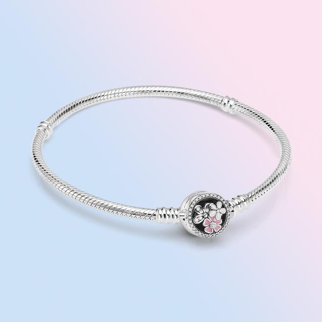 925 Sterling Silber Armband Femme Herz Schlange Kette Armband Für Frauen Fit Temperament Charme Perlen Schmuck Geschenk 17cm von Joom DACH