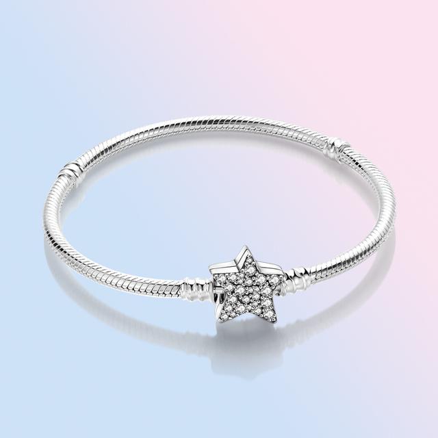 925 Sterling Silber Armband Femme Herz Schlange Kette Armband Für Frauen Fit Temperament Charme Perlen Schmuck Geschenk 17cm von Joom DACH