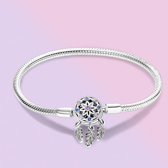 925 Sterling Silber Armband Femme Herz Schlange Kette Armband Für Frauen Fit Temperament Charme Perlen Schmuck Geschenk 18cm von Joom DACH