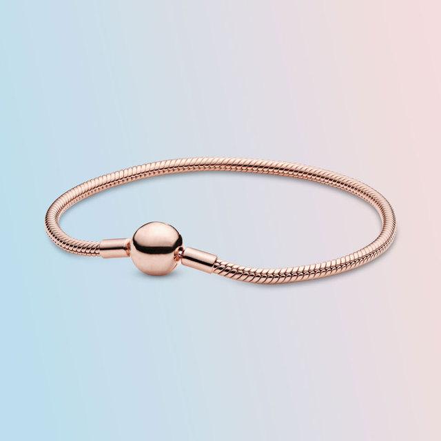 925 Sterling Silber Armband Femme Herz Schlange Kette Armband Für Frauen Fit Temperament Charme Perlen Schmuck Geschenk 18cm von Joom DACH