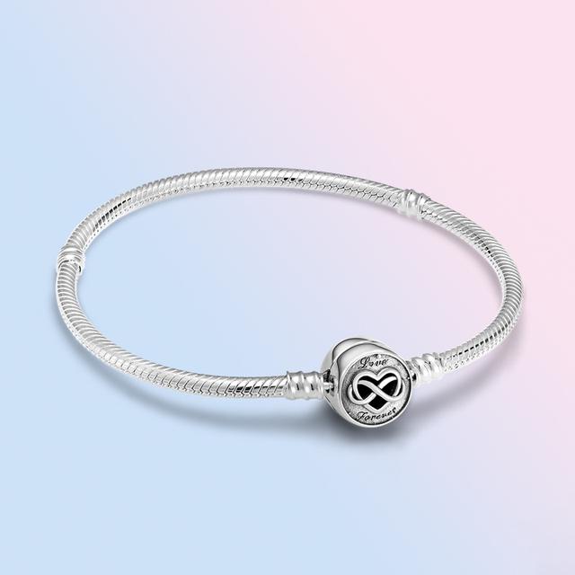 925 Sterling Silber Armband Femme Herz Schlange Kette Armband Für Frauen Fit Temperament Charme Perlen Schmuck Geschenk 18cm von Joom DACH