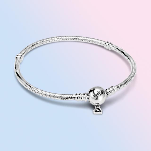 925 Sterling Silber Armband Femme Herz Schlange Kette Armband Für Frauen Fit Temperament Charme Perlen Schmuck Geschenk 19cm von Joom DACH