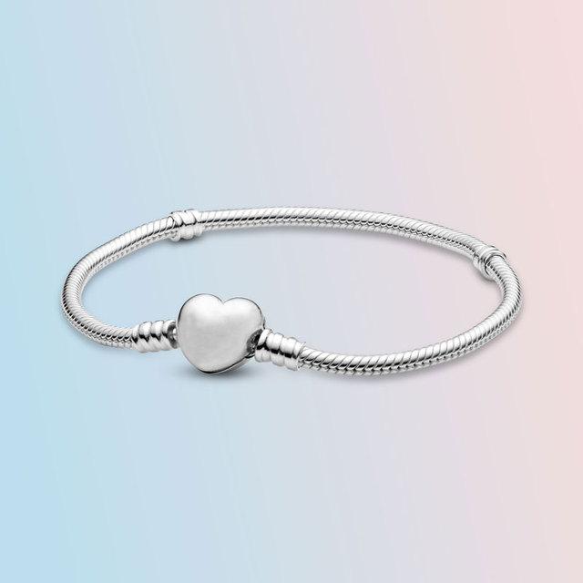 925 Sterling Silber Armband Femme Herz Schlange Kette Armband Für Frauen Fit Temperament Charme Perlen Schmuck Geschenk 19cm von Joom DACH