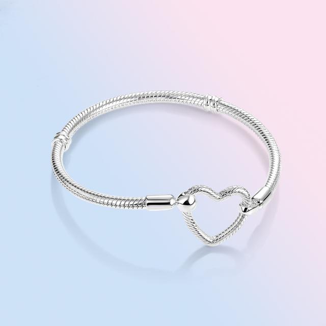 925 Sterling Silber Armband Femme Herz Schlange Kette Armband Für Frauen Fit Temperament Charme Perlen Schmuck Geschenk 20cm von Joom DACH