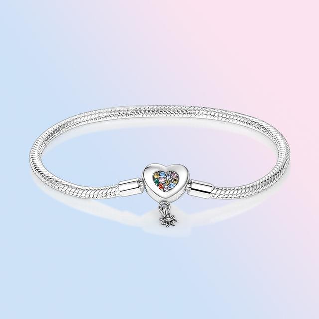 925 Sterling Silber Armband Femme Herz Schlange Kette Armband Für Frauen Fit Temperament Charme Perlen Schmuck Geschenk 20cm von Joom DACH