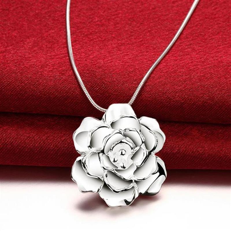 925 Sterling Silber Blume Anhänger Halskette Hochzeit Charm Schmuck 50cm von Joom DACH