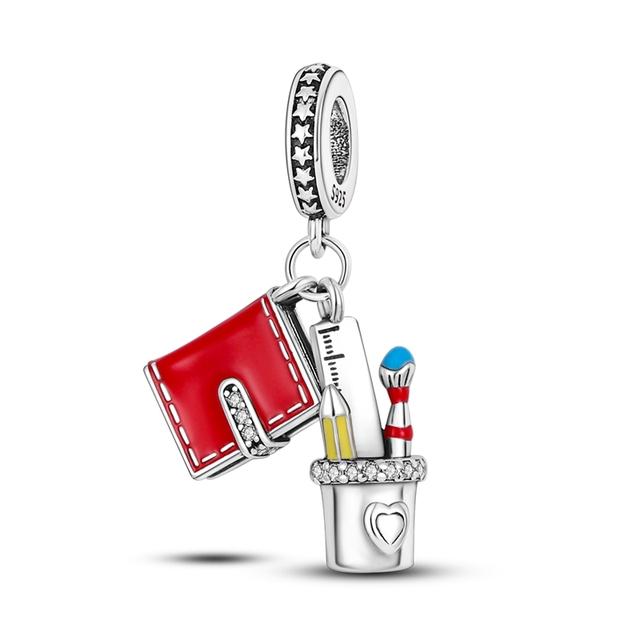 925 Sterling Silber Charms Perlen Kopfhörer Anhänger Tasse Schwester Baumeln Fit Halskette Armband Geschenk Frauen Party Diy von Joom DACH