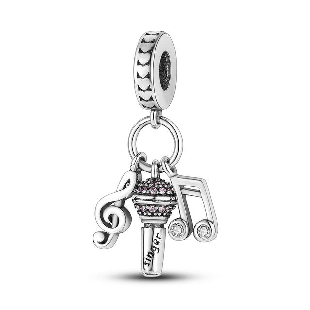 925 Sterling Silber Charms Perlen Kopfhörer Anhänger Tasse Schwester Baumeln Fit Halskette Armband Geschenk Frauen Party Diy von Joom DACH