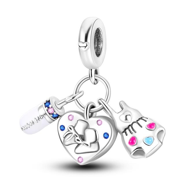 925 Sterling Silber Charms Perlen Kopfhörer Anhänger Tasse Schwester Baumeln Fit Halskette Armband Geschenk Frauen Party Diy von Joom DACH