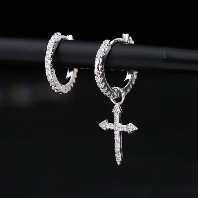 925 Sterling Silber Creolen Ohrringe für Frauen Stern Kreuz Wassertropfen Zirkon Huggie Ohrringe Schmuck Hochzeit von Joom DACH