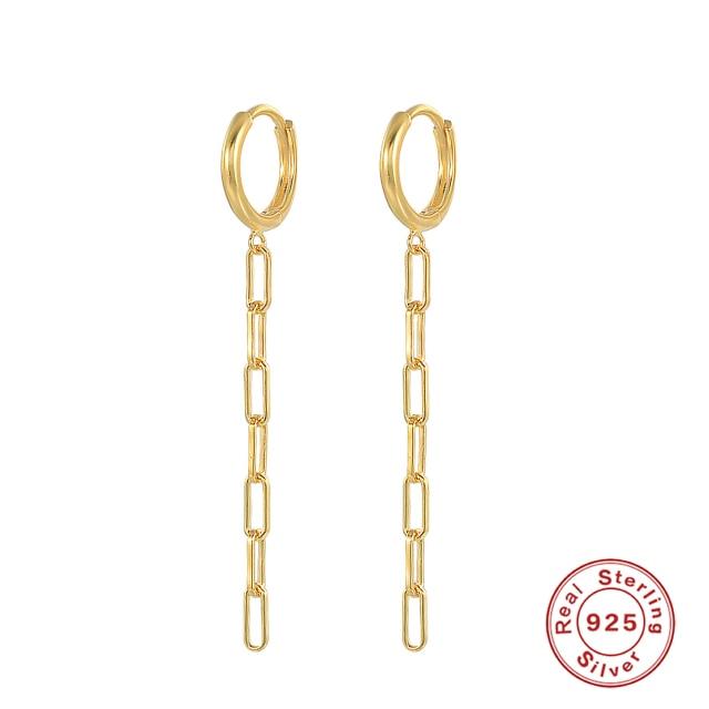 925 Sterling Silber Creolen mit Kettenanhängern S925 Plata Ohrring für Damen Retro Charme Vintage Quaste Pendientes von Joom DACH