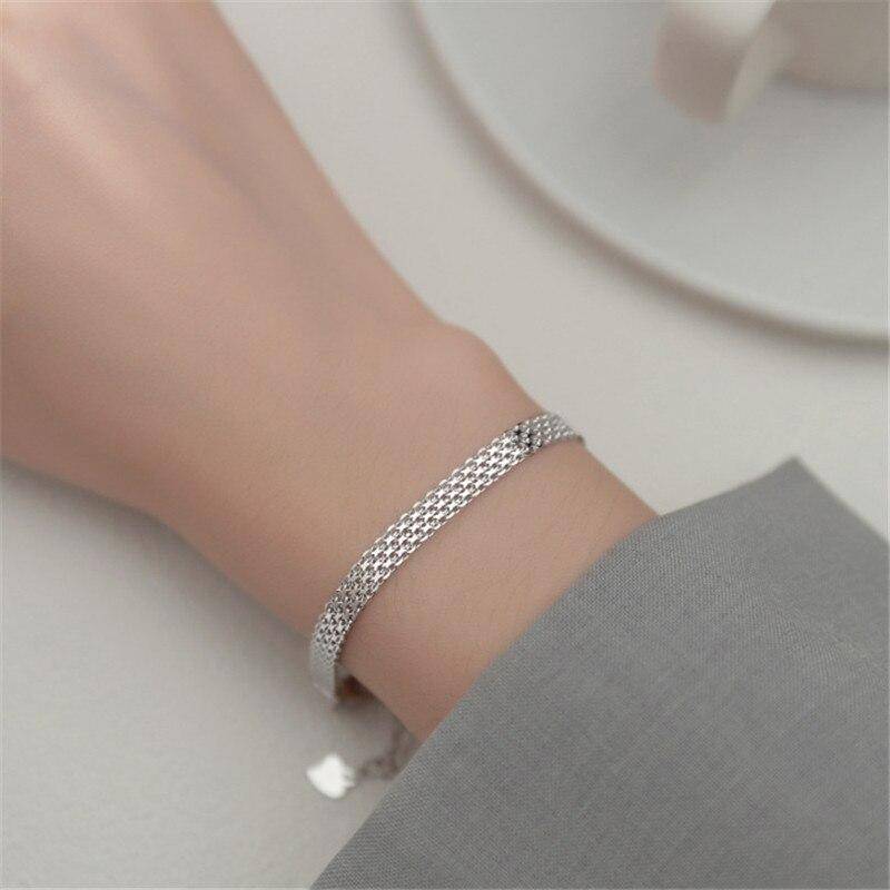 925 Sterling Silber Einstellbare Multilayer Spitze Weben Charme Armband & Armreif Für Frauen Elegante Punk Schmuck Party sl033 von Joom DACH