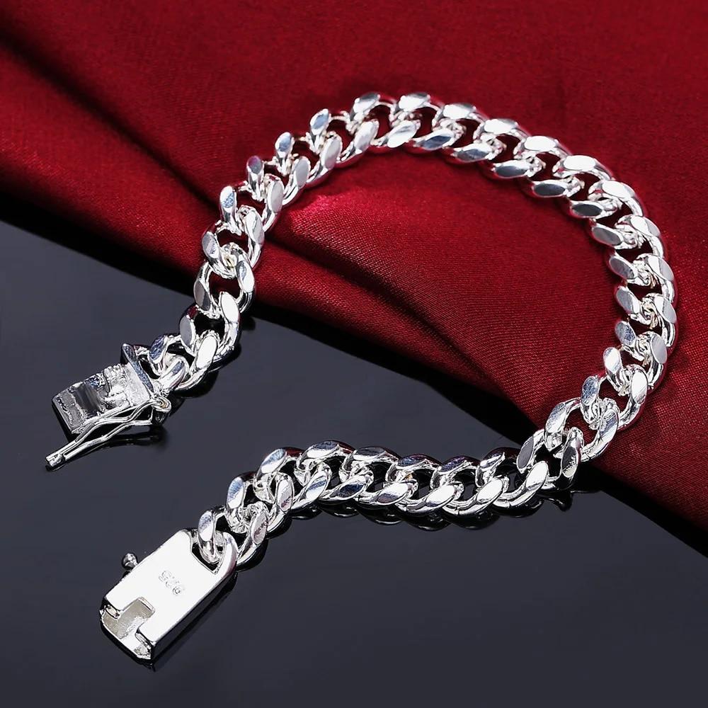 925 Sterling Silber Exquisite Solide Kette Armband Mode Charme Frauen Männer Solide Hochzeit Nette Einfache Modelle Schmuck 20CM von Joom DACH