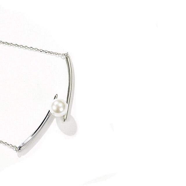 925 Sterling Silber Geschwungene Linie Perle Halskette für Frauen Mnimalist Schlüsselbein Kette Choker Hochzeit Partei Schmuck von Joom DACH