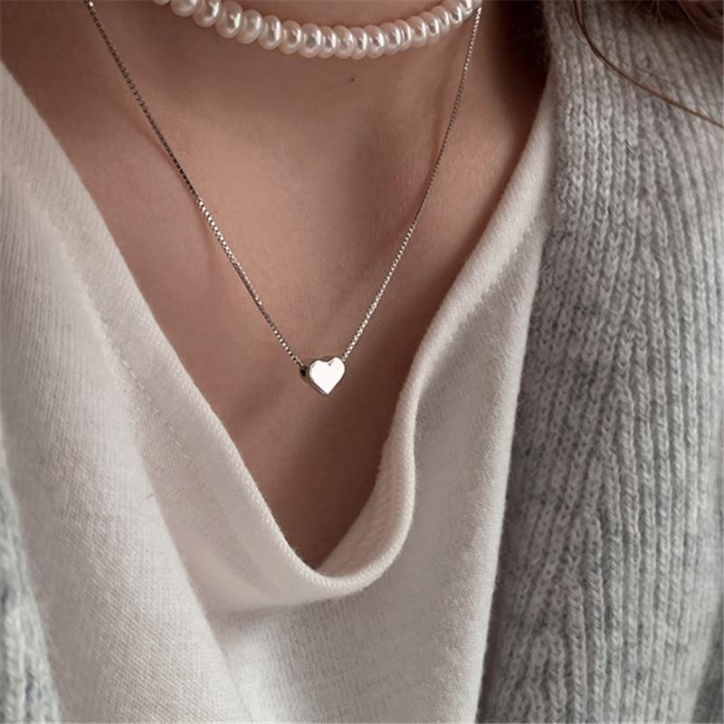 925 Sterling Silber Herz Charme Halskette Anhänger Für Frauen Hochzeit Partei Mode Schmuck Zubehör Halsreif Collier Luxe dz740 von Joom DACH