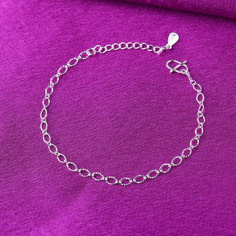 925 Sterling Silber Hohle Runde Charme Armbänder & Armreifen Für Frauen Hochzeit Fußkettchen Für Frauen Engagement Party SL343 von Joom DACH