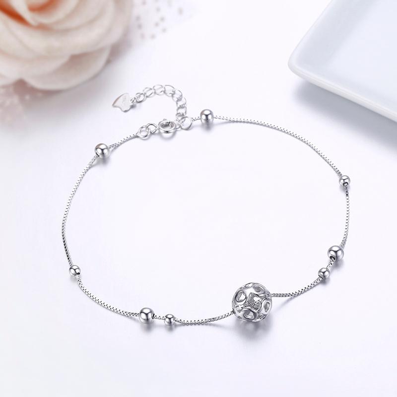 925 Sterling Silber Kette Herz Cut Ball Fuß Schmuck Fußkettchen Für Frauen Mädchen Bein Armband Cheville Enkelbandje Halhal Tobillera 22cm von Joom DACH