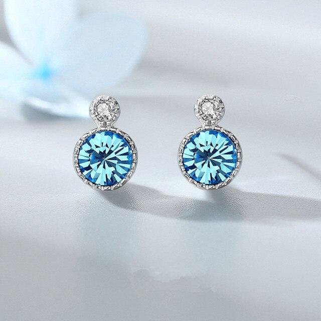 925 Sterling Silber Kristall Runde Ohrstecker Für Frauen Mädchen Elegante Partei Schmuck Verhindern Allergie Eh1206 blau von Joom DACH