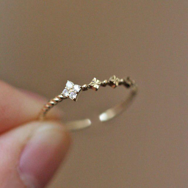 925 Sterling Silber Mikro-eingelegter Zirkon Blumenöffnung Verstellbarer Ring Frauen Temperament Hochzeitsbankett Schmuck gold von Joom DACH