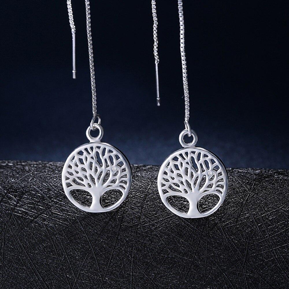 925 Sterling Silber Ohrringe für Frauen Hochzeit Schmuck Baum des Lebens Mädchen Geschenk Niedlich Mode Weihnachten Paar Geschenk Hoop von Joom DACH