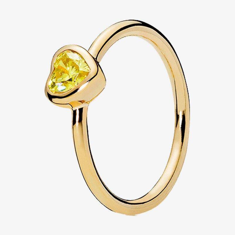 925 Sterling Silber Pan Ring Glänzendes Herz Gold Mit Kristall Ring Für Frauen Hochzeit Party Geschenk Mode Schmuck 9 von Joom DACH