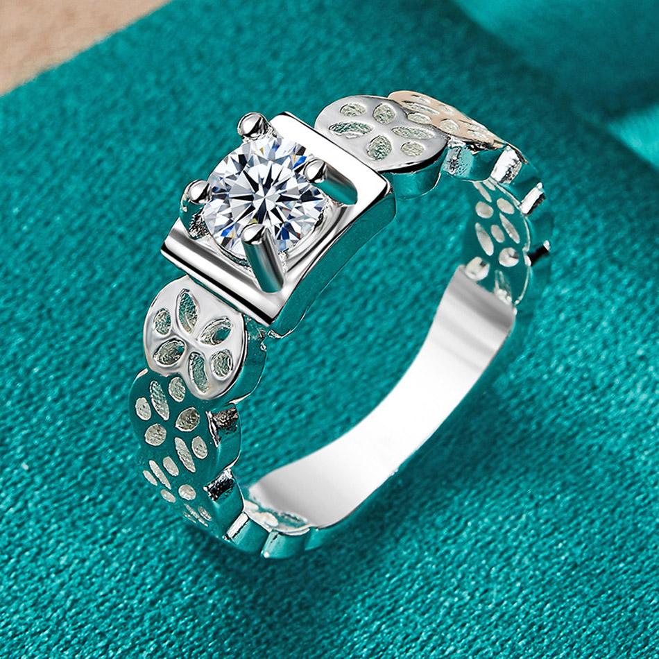 925 Sterling Silber Quadrat Zirkon Hohl 6-10 # Ring für Frauen Hochzeit Verlobung Mode Charme Schmuck 7 von Joom DACH