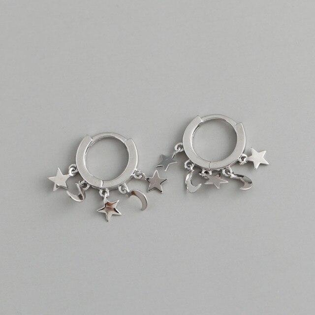 925 Sterling Silber Quaste Kreuz Sterne Mond Piercing Hoop Ohrringe Für Frauen Party Hochzeit Schmuck Pendientes Eh139 silber von Joom DACH