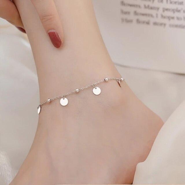 925 Sterling Silber Quaste Schlangenkette Meerjungfrau Gliederkette Fußkettchen Mode Strand Schmuck Für Frauen Mädchen Party Geburtstag A018 von Joom DACH
