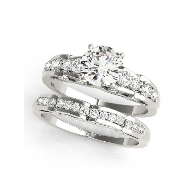 925 Sterling Silber Ring-Sets für Damen Runde SONA-Steine Eheringe Verlobungsgeschenk 5 von Joom DACH