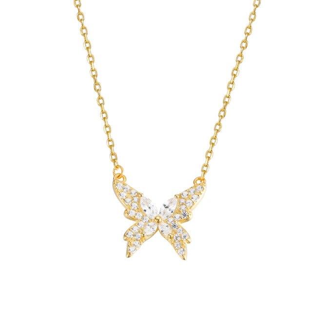 925 Sterling Silber Schlüsselbein Kette Zirkon Kragen Schmetterling Charme Halskette Anhänger Für Frauen Mädchen Hochzeit Schmuck Geschenk dz358 silber von Joom DACH