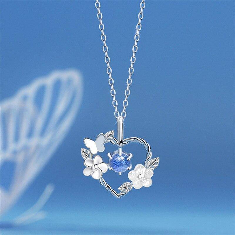 925 Sterling Silber Shell Herz Blume Charme Halsketten & Anhänger Halsband Für Frauen Mädchen Hochzeit Erklärung Schmuck dz084 von Joom DACH
