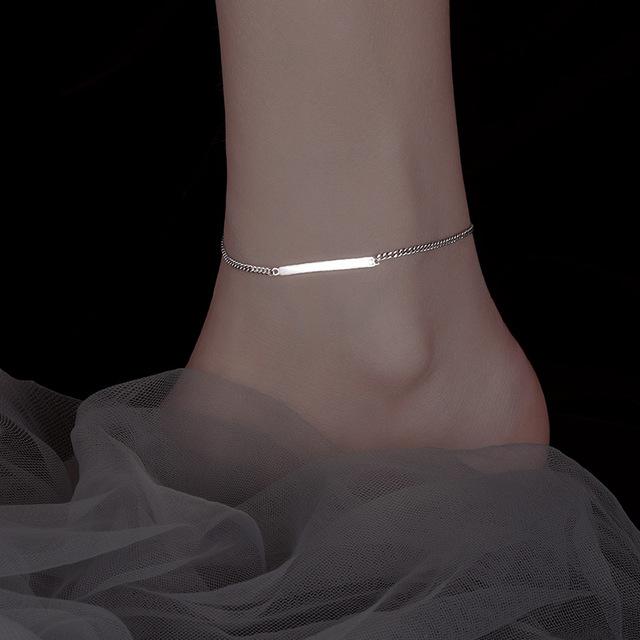 925 Sterling Silber Stil Kette Fußkettchen Einfaches Design für Frauen Mode Edlen Schmuck Hochzeit Party Geschenk von Joom DACH